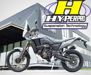 Yamaha Ténéré 700 parked outside the Hyperpro Suspension Technology building