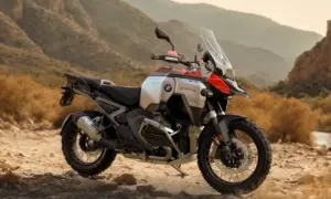 BMW R 1300 GS Adventure parked in a dry rocky canyon