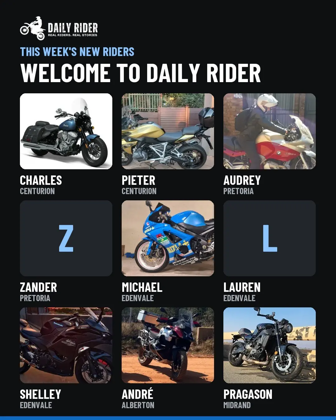 Photo by Daily Rider: Welcome to this week's new riders!