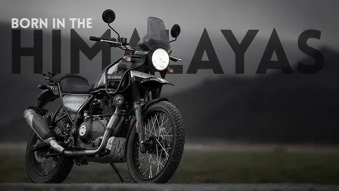 Royal Enfield Himalayan with the words Born in the Himalayas