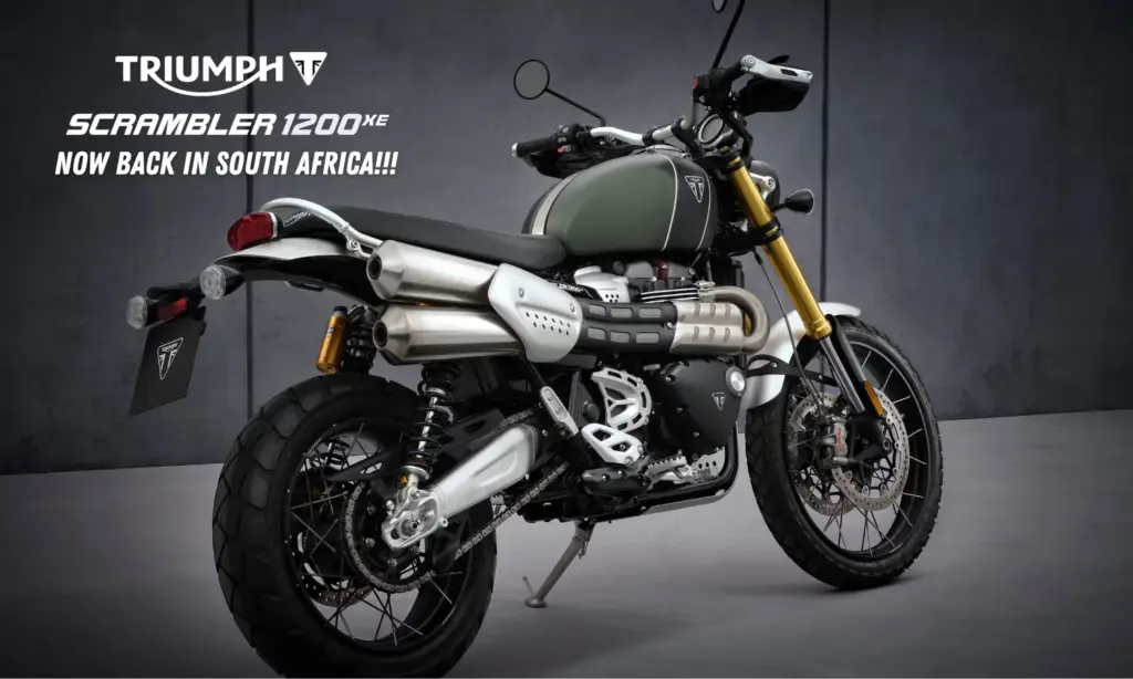 Triumph Scrambler 1200 XE in green, now back in South Africa