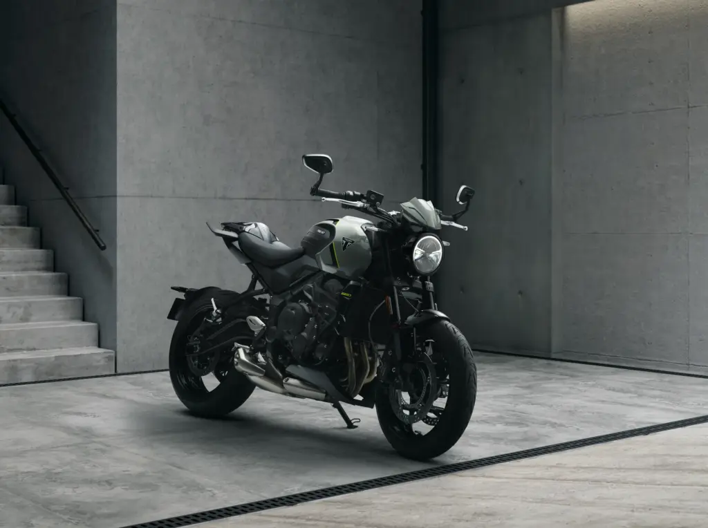 2026 Triumph Trident 660 in Stone Grey with Triumph accessories